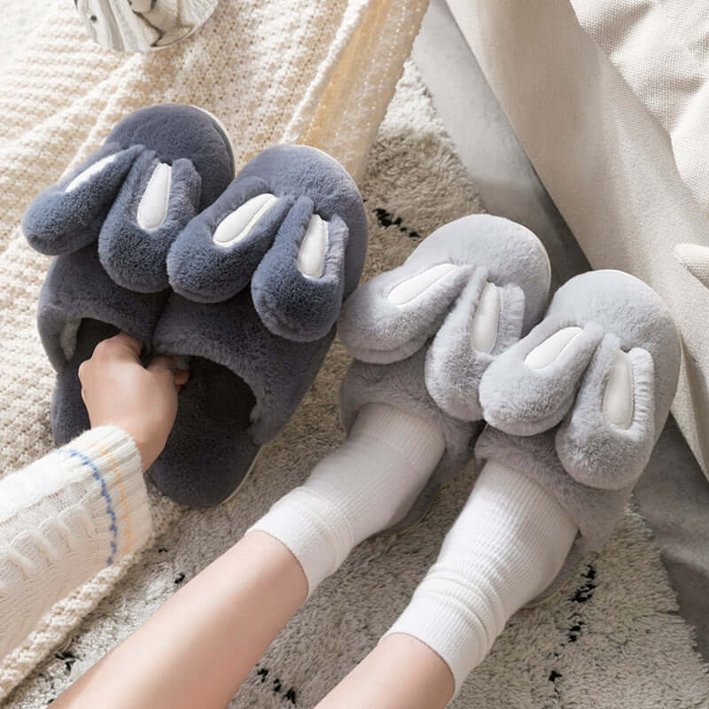 Fun Cotton Slippers - Women's Seasonal Plush Warm Comfort Bunny Ears