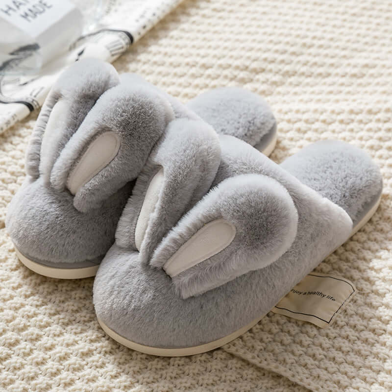 Fun Cotton Slippers - Women's Seasonal Plush Warm Comfort Bunny Ears