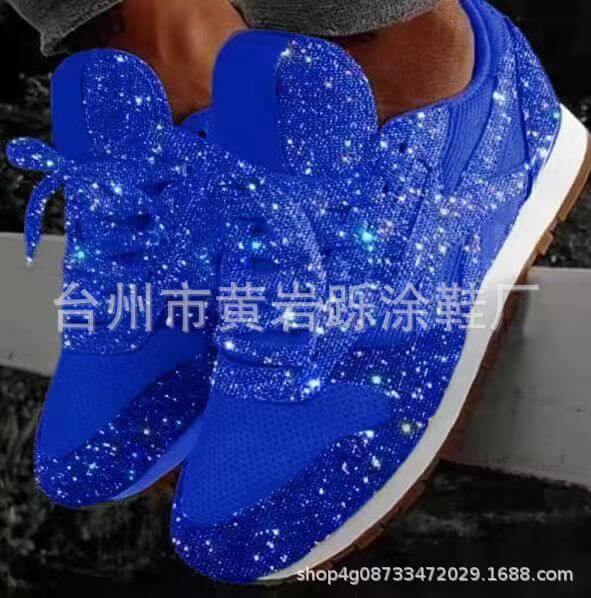 New sports shoes women's Korean version of women's shoes casual breathable lace-up running shoes sparkling crystal women's shoes manufacturers wholesale