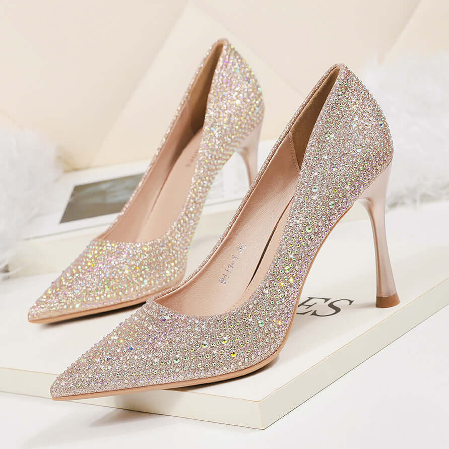 9111-1 Korean version of the fashion pointed high heel nightclub slim with women's shoes water drill banquet shallow women's shoes