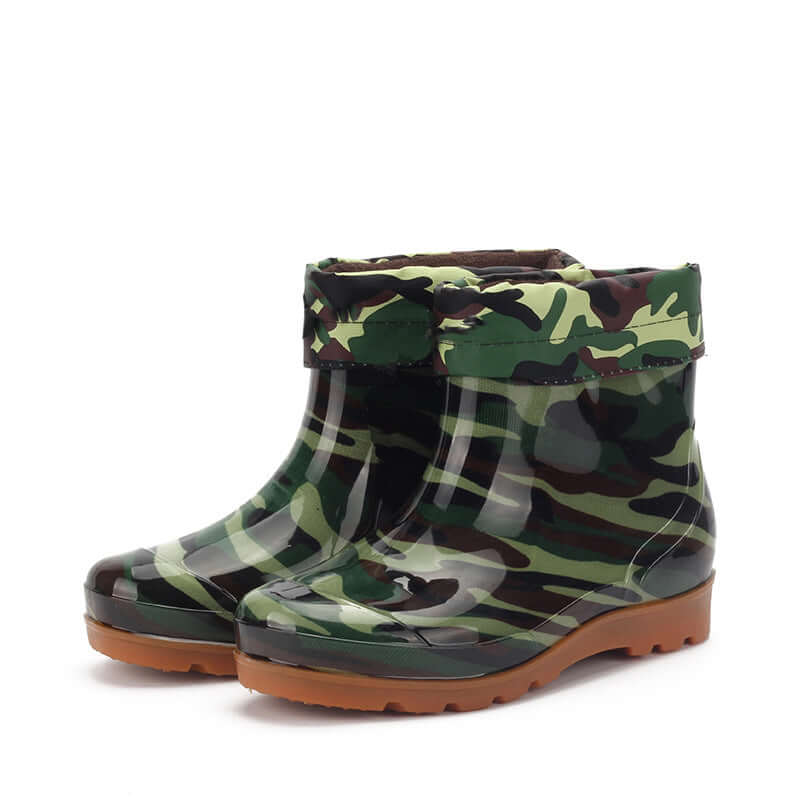 Rubber Rain Boots | Breathable Cotton Insulated-Camouflage Styling or Solid Black