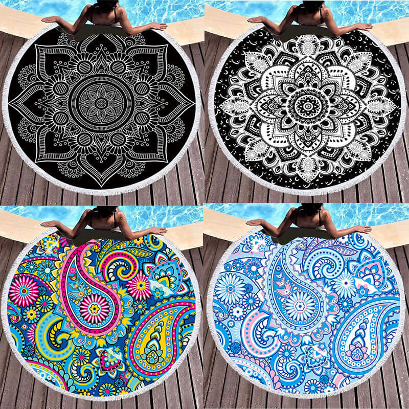 European and American explosive design microfiber round beach towel