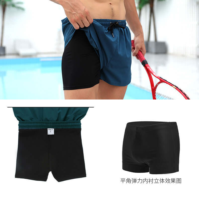 Beach pants men can go water loose large size flat angle elastic lining swimming pants hot spring three-pointer wholesale