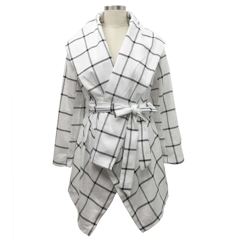 Cross-border women's jacket foreign trade autumn and winter plaids coats Amazon European and American woolen coat coats