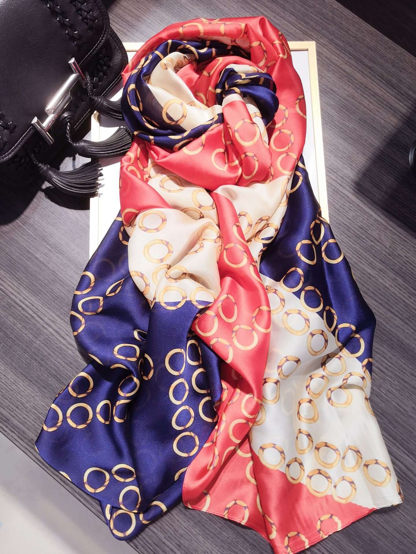 New spring and summer high-end simulation silk scarf female Korean scarves print gift custom national wind shawl beach towel