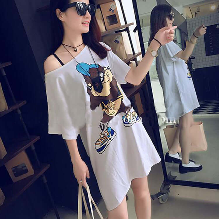 Summer long bat sleeve T-shirt short sleeve dress loose Southeast Asia cross-border large size women's casual top