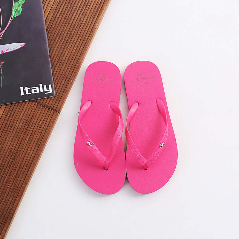 Solid color wild couples flip toile shoes summer human words hairdressing men and women beach shoes women's sandwich shoes