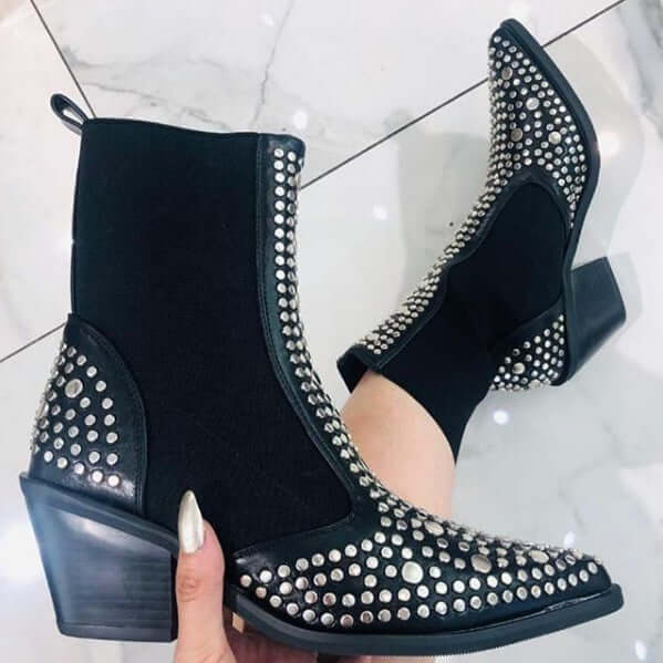Sexy HOT🔥Fashion Women's Denim Style Riveted Boots