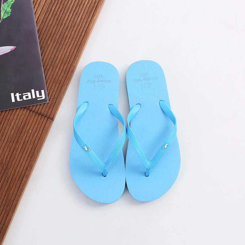 Solid color wild couples flip toile shoes summer human words hairdressing men and women beach shoes women's sandwich shoes