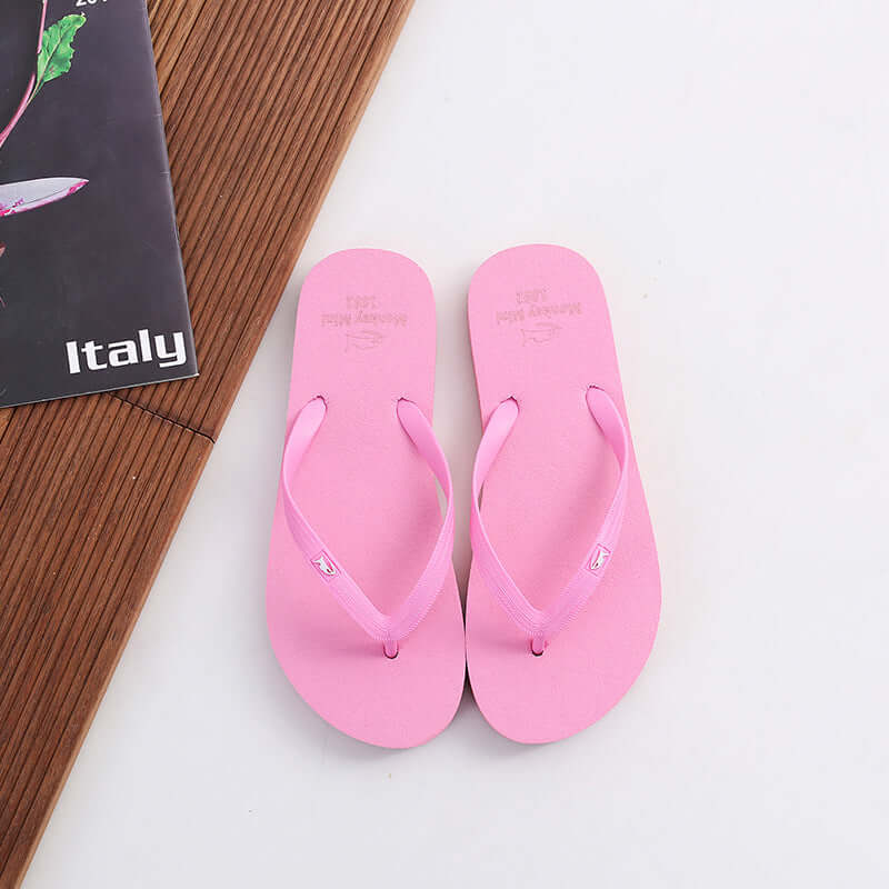 Solid color wild couples flip toile shoes summer human words hairdressing men and women beach shoes women's sandwich shoes