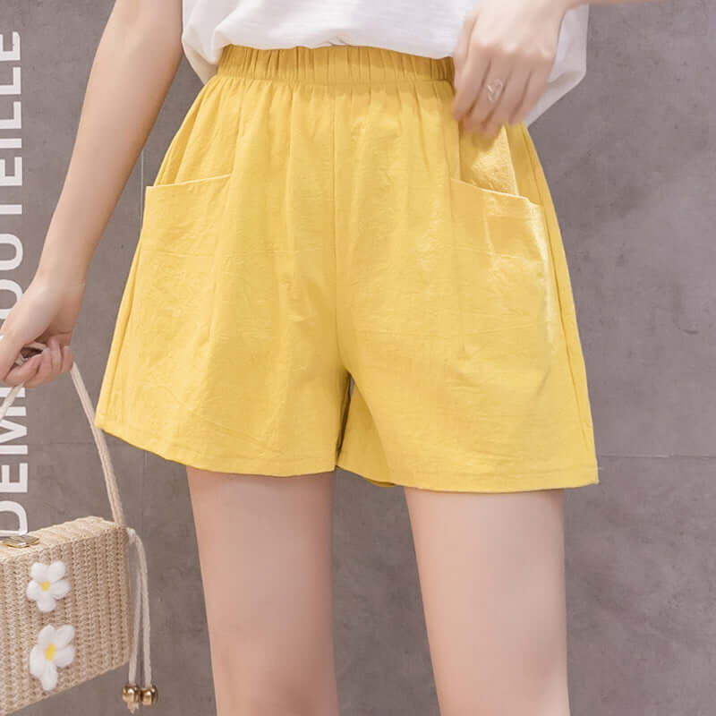 Casual thin section 2020 new cotton linen shorts female high waist summer cotton loose thin Korean version of the three-point hot pants summer