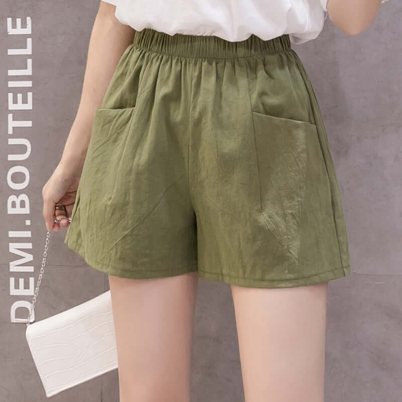 Casual thin section 2020 new cotton linen shorts female high waist summer cotton loose thin Korean version of the three-point hot pants summer