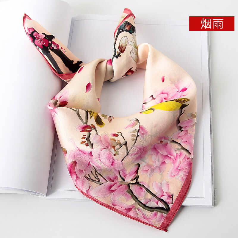 2020 new print small square towel female spring and autumn decoration silk small square towel multi-purpose silk scarf beach towel