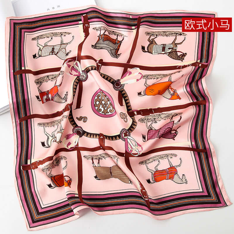 2020 new print small square towel female spring and autumn decoration silk small square towel multi-purpose silk scarf beach towel