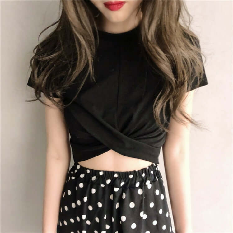 Short Sleeve T-Shirt Female 2021 Xia Korean version of the new loose student solid color blouse black foreign trade women's clothing