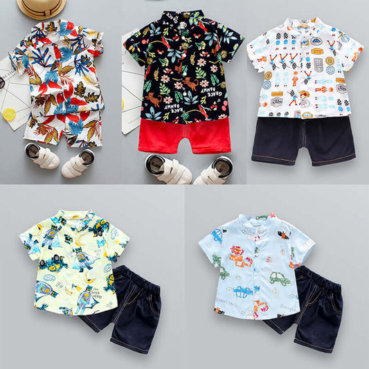 Children's Short Sleeve Shirt Boys Summer Sets