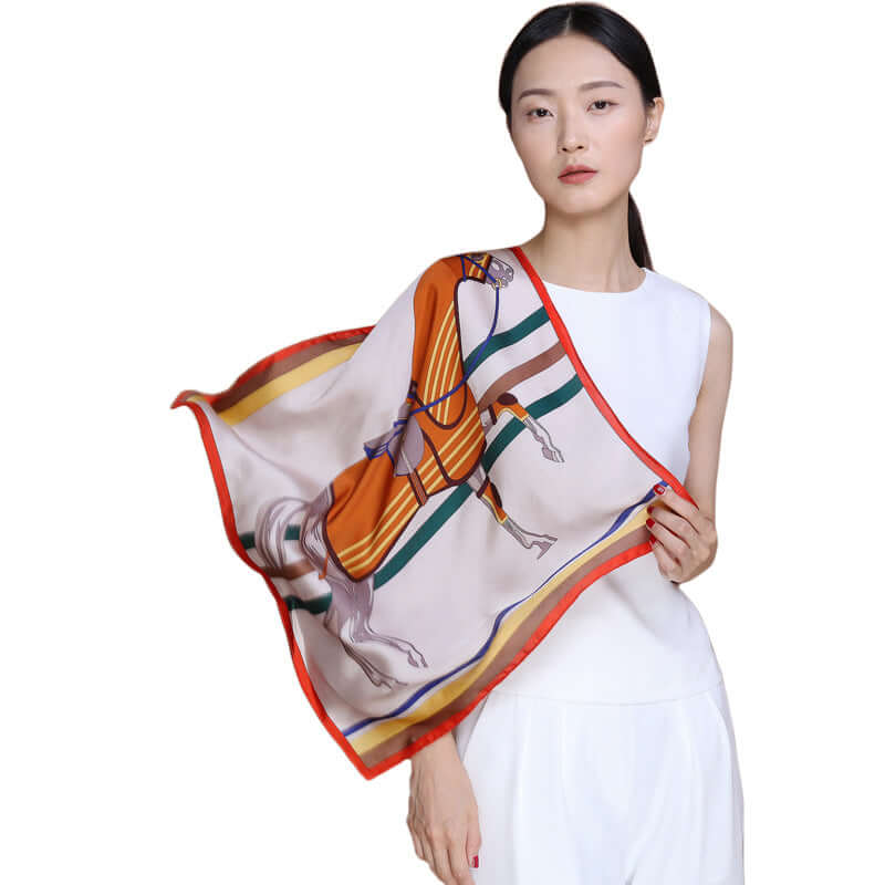 2020 new print small square towel female spring and autumn decoration silk small square towel multi-purpose silk scarf beach towel