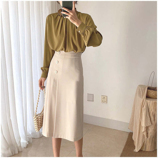 Thirteen lines of light luxury women's clothing wild bag hips temperament skirt elegant high waist long skirts Q1939