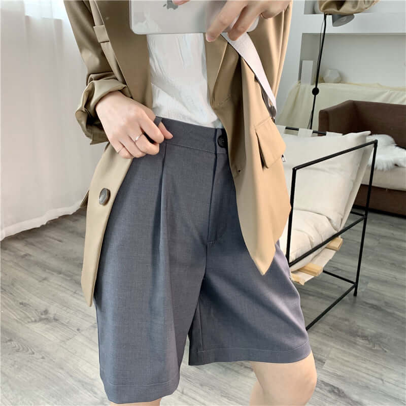 Small fragrant shorts female 2021 summer pants children loose casual suits pants high waist five pants wide leg pants 3212