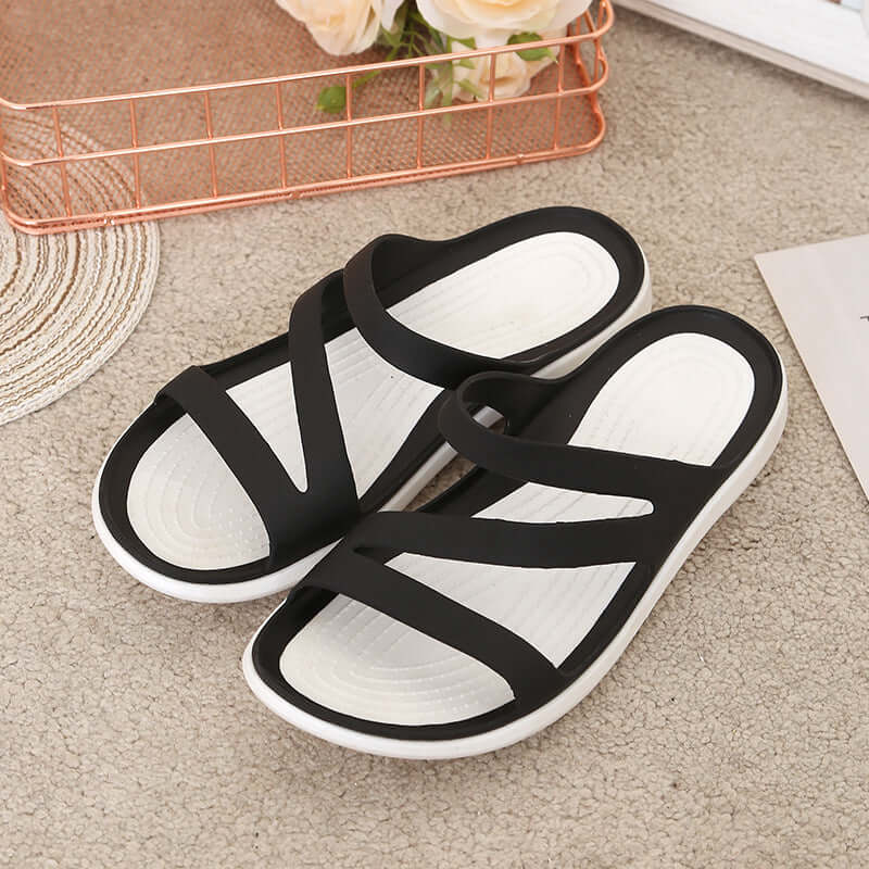 Summer cross-border new flat bottom cold slippers seaside beach shoes Korean version flat casual women's slippers