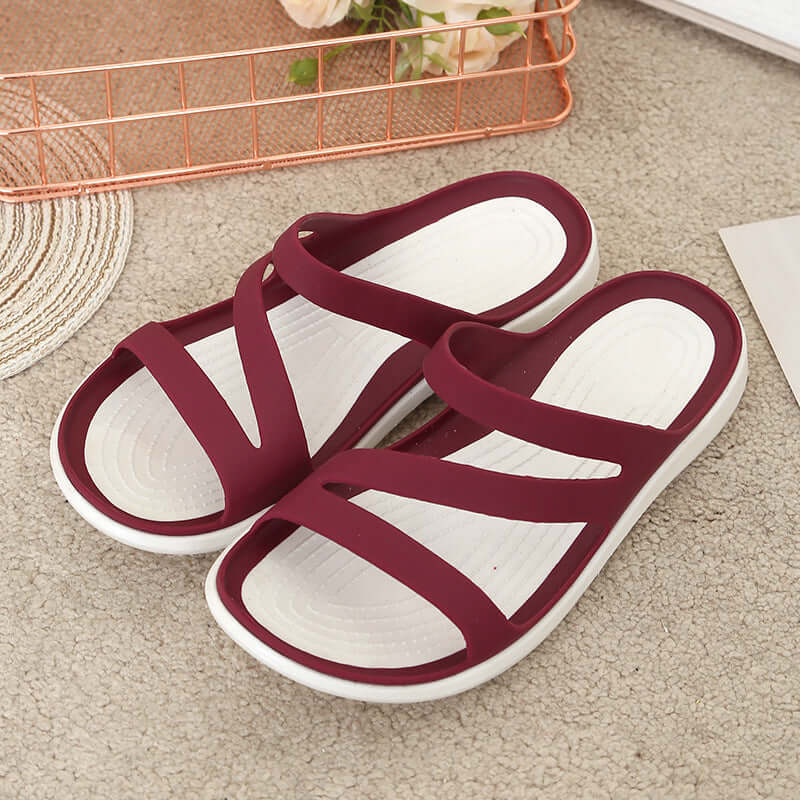 Summer cross-border new flat bottom cold slippers seaside beach shoes Korean version flat casual women's slippers