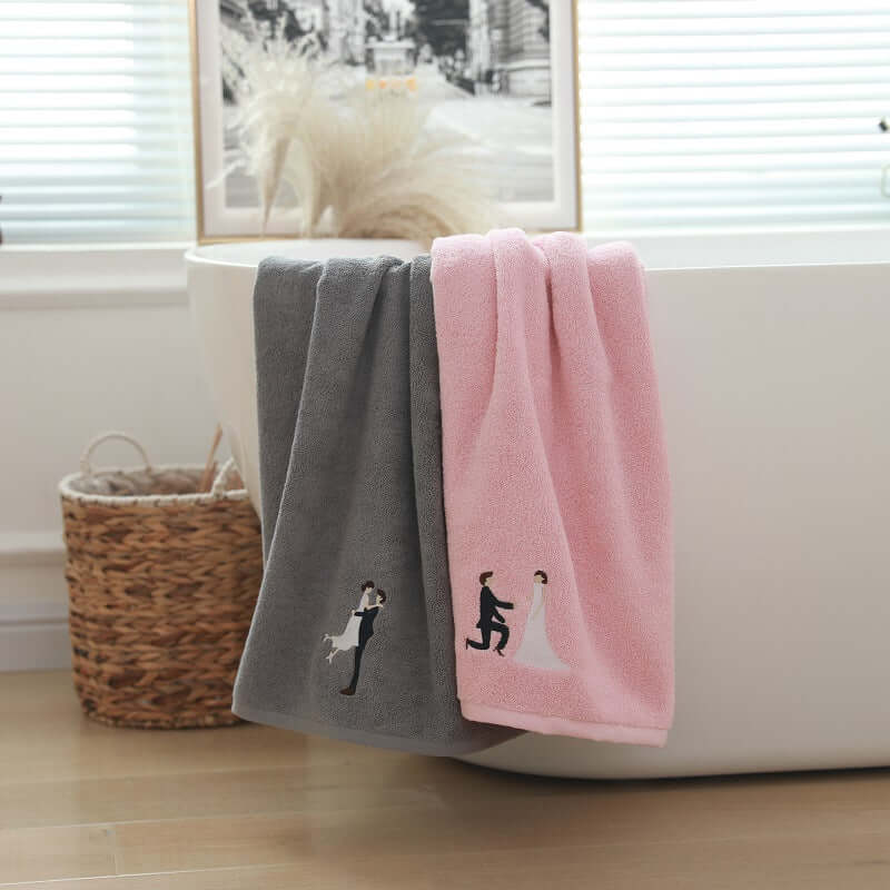 Factory direct cotton bath towel plain embroidery water absorption thick beach towel wedding gift wholesale custom logo