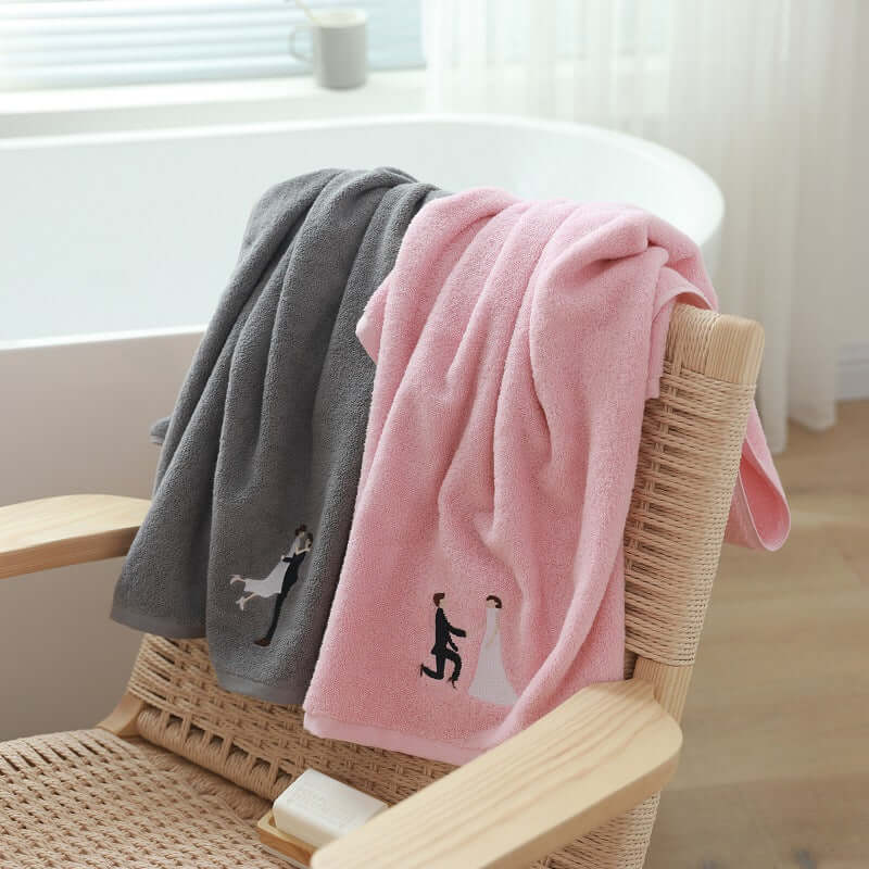 Factory direct cotton bath towel plain embroidery water absorption thick beach towel wedding gift wholesale custom logo