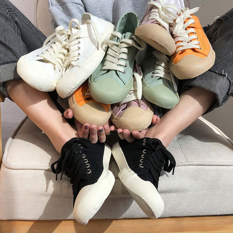 2021 spring new breathable Korean version of the two-wear pediced foot canvas shoes female students Korean shell head wild lazy shoes