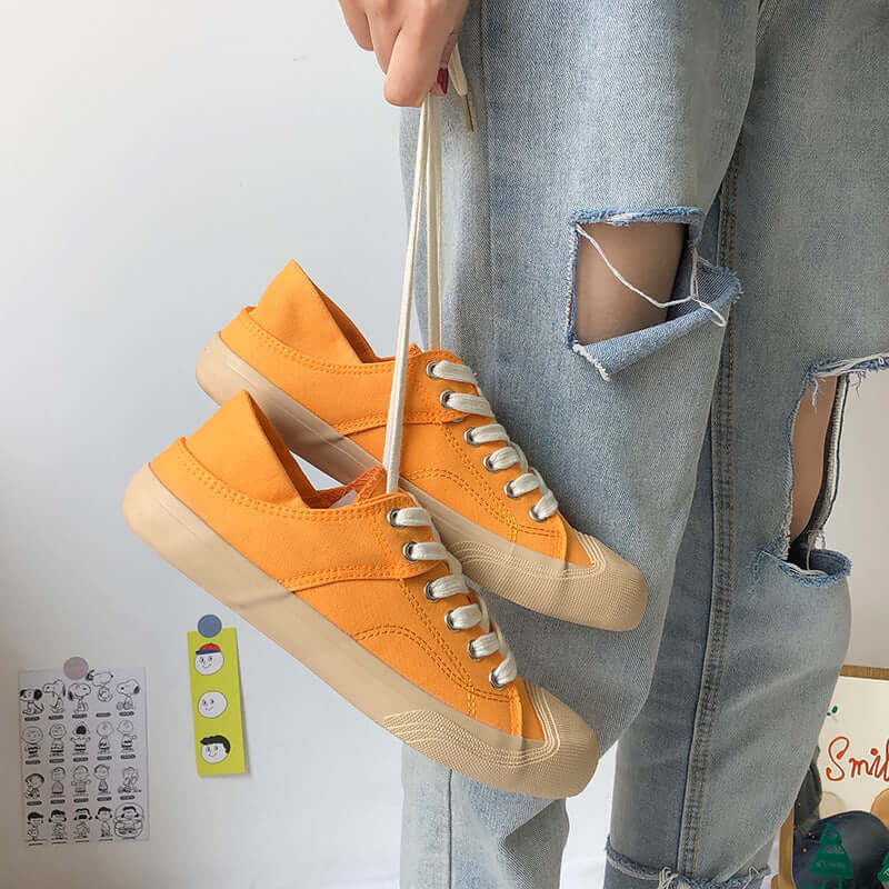 2021 spring new breathable Korean version of the two-wear pediced foot canvas shoes female students Korean shell head wild lazy shoes