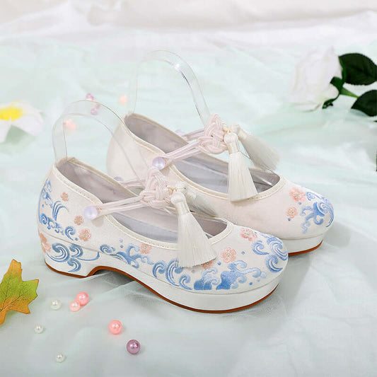 Hai Ling spring and summer antique embroidery shoes women's Suhan elements new with costume original Chinese suit shoes high heel shoes