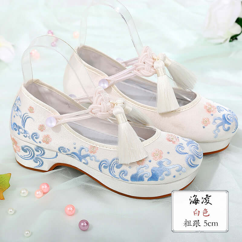 Hai Ling spring and summer antique embroidery shoes women's Suhan elements new with costume original Chinese suit shoes high heel shoes