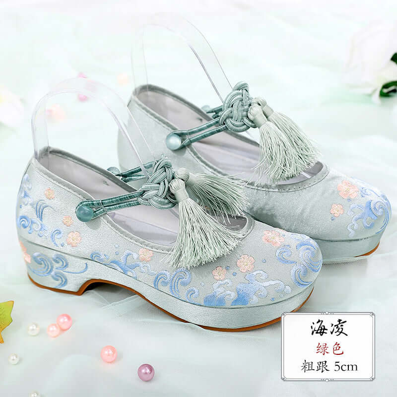 Hai Ling spring and summer antique embroidery shoes women's Suhan elements new with costume original Chinese suit shoes high heel shoes