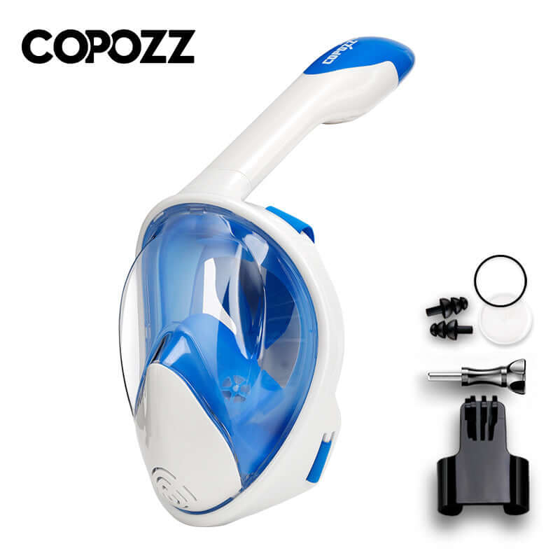 COPOZZ snorkeling three-treasure mask full-face diving mirror full-dry snorkel children's adult swimming equipment