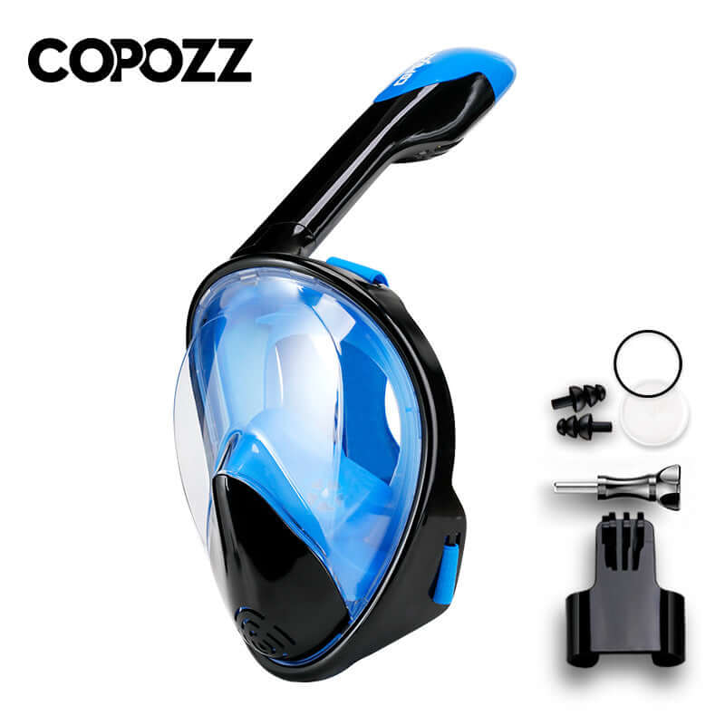 COPOZZ snorkeling three-treasure mask full-face diving mirror full-dry snorkel children's adult swimming equipment