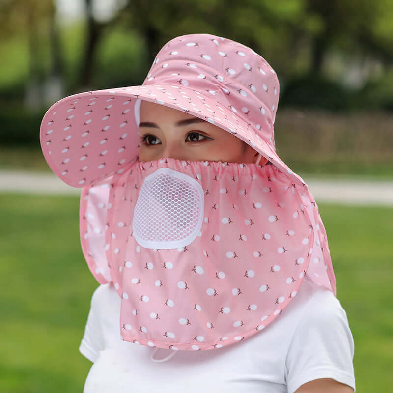 Square cherry printing tea cap sun hat sunscreen hood summer hat female dry farm live outdoor labor