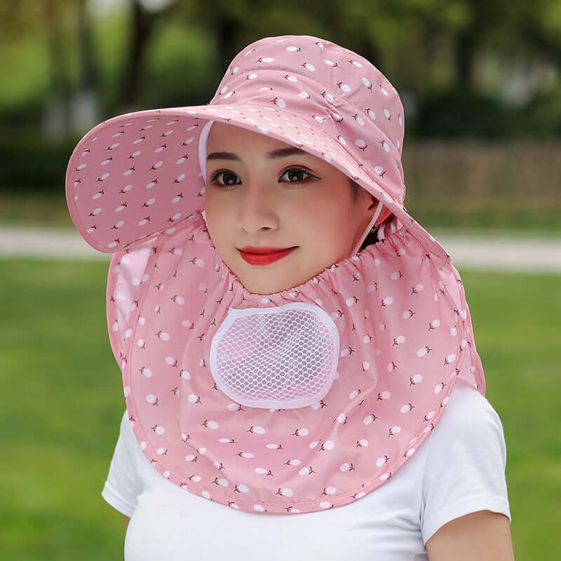 Square cherry printing tea cap sun hat sunscreen hood summer hat female dry farm live outdoor labor