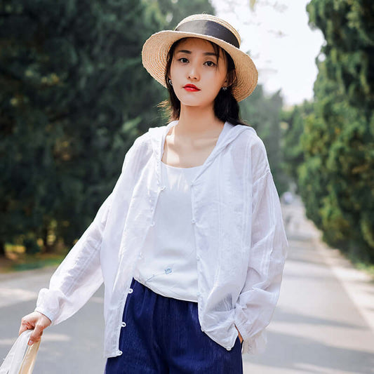 Temperament women's summer skirt female thin section sunscreen shirt female loose hooded solid color sunscreen clothes air shirt