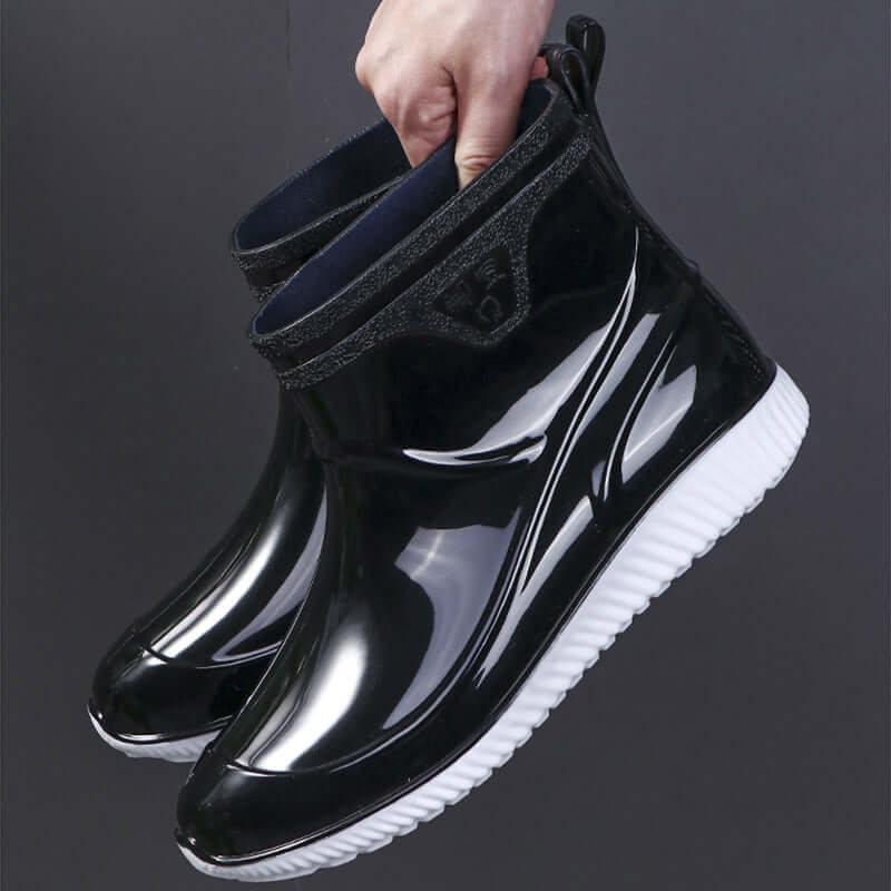 New rain-free anti-slip thick fashion export rain shoes men's rain and superslasses short tube chef work waterproof boots water shoes