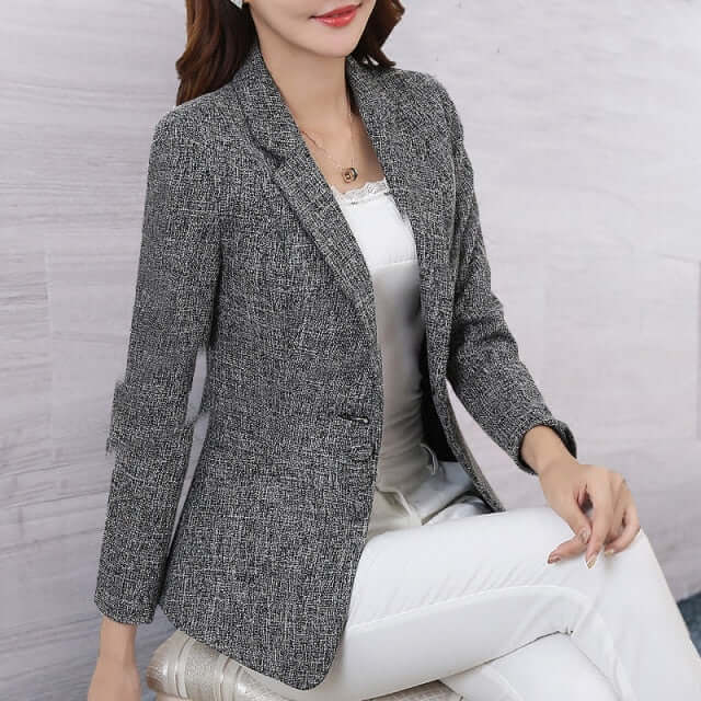 Bytenoisy  6XL Fashion Women Plus Size Blazers Jackets Work Office Lady Suit Slim Single Breasted Business Female Blazer Coats Formal