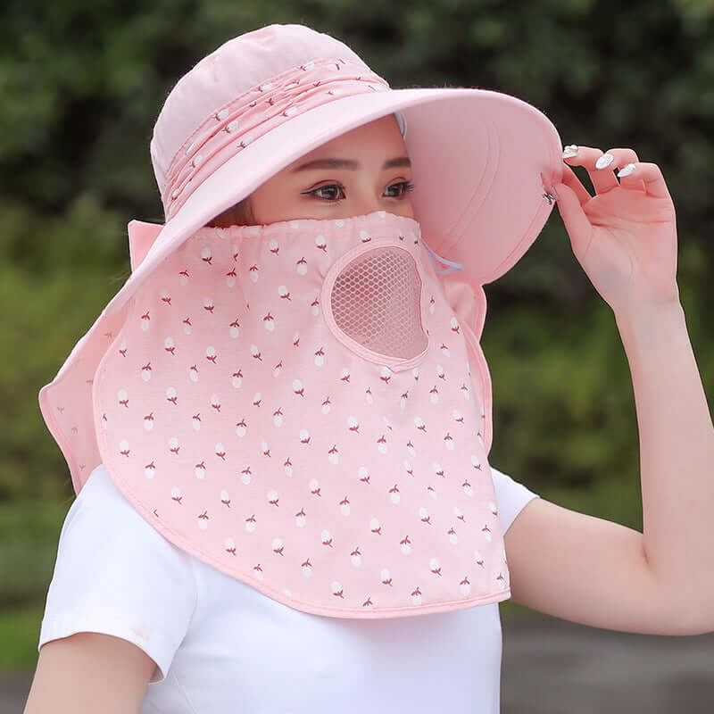 Square cherry printing tea cap sun hat sunscreen hood summer hat female dry farm live outdoor labor