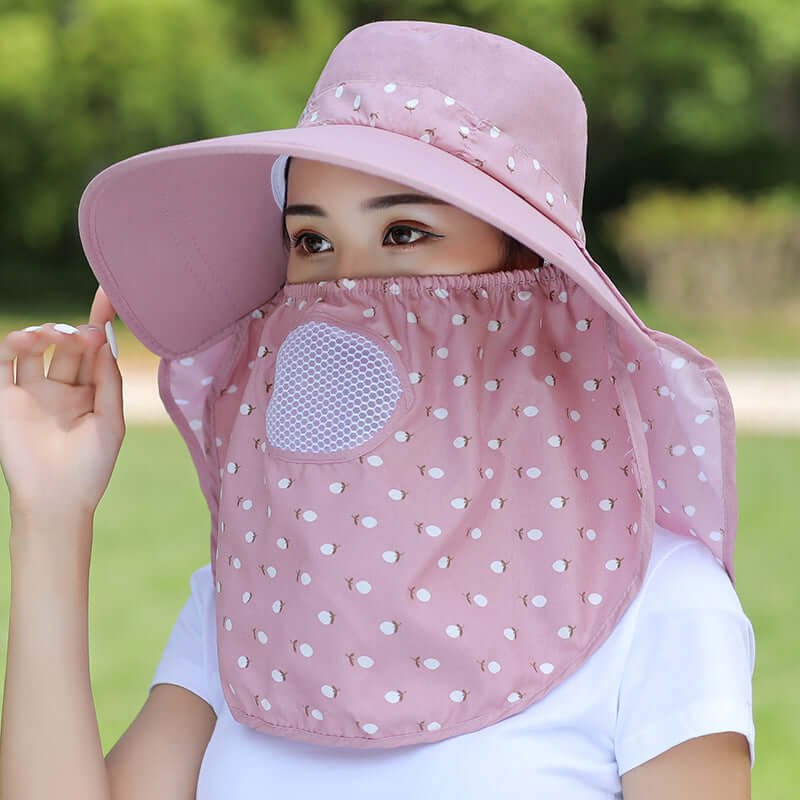 Square cherry printing tea cap sun hat sunscreen hood summer hat female dry farm live outdoor labor