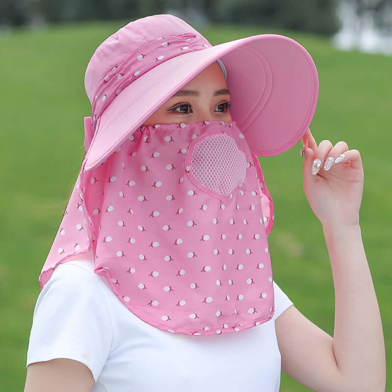 Square cherry printing tea cap sun hat sunscreen hood summer hat female dry farm live outdoor labor