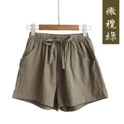 Cotton and linen shorts women's summer 2021 new loose sports casual high waist large size A-year linear wide leg port student