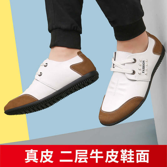 New white men's shoes, driver, shoes, men's soft, casual beans, young shoes, young shoes, men, one generation