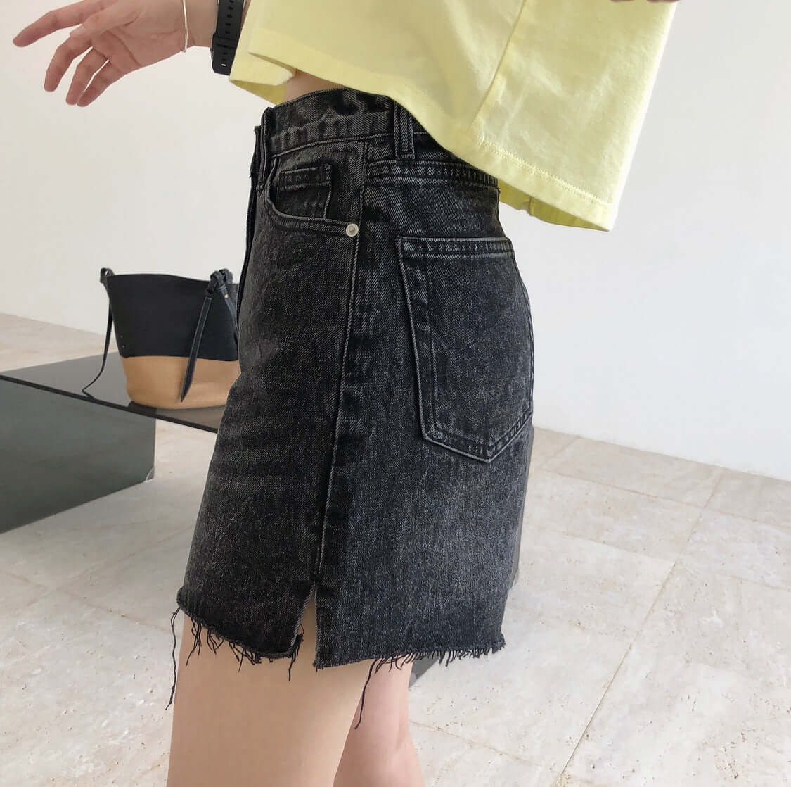 Summer new trendy retro street high waist denim shorts A word loose wide-legged thin fashion wool hot pants women