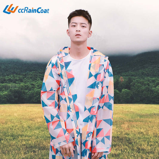 Mr. Rain 356 new thickened adult raincoat riding tourist outdoor hike coats in a printing EVA rain set