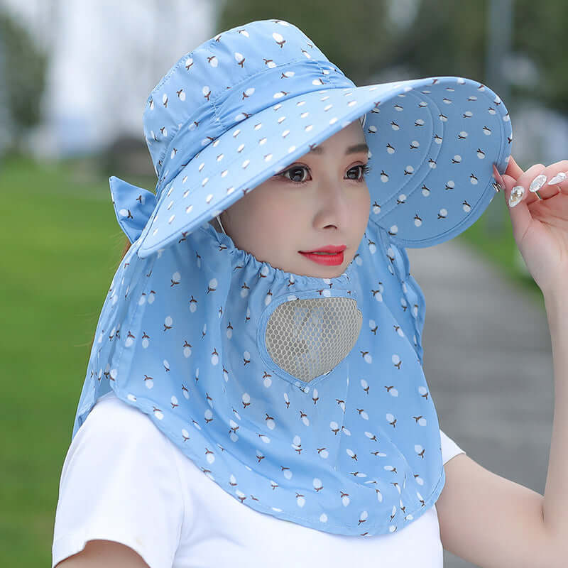 Square cherry printing tea cap sun hat sunscreen hood summer hat female dry farm live outdoor labor