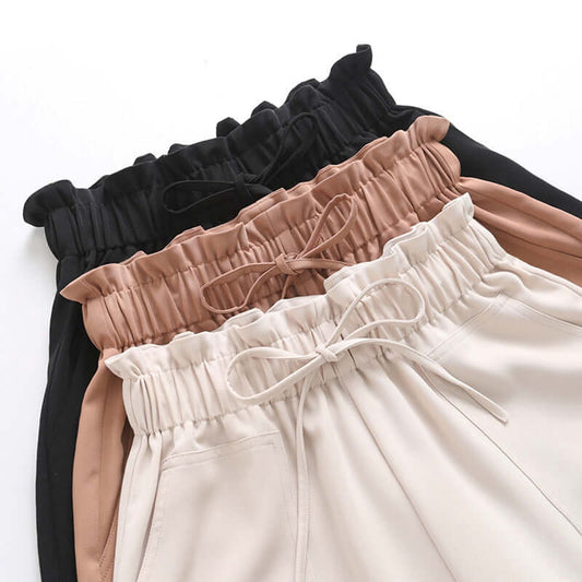 High waist shorts female summer wide shorts three pants loose pants hot pants wear Korean version of thin large size new