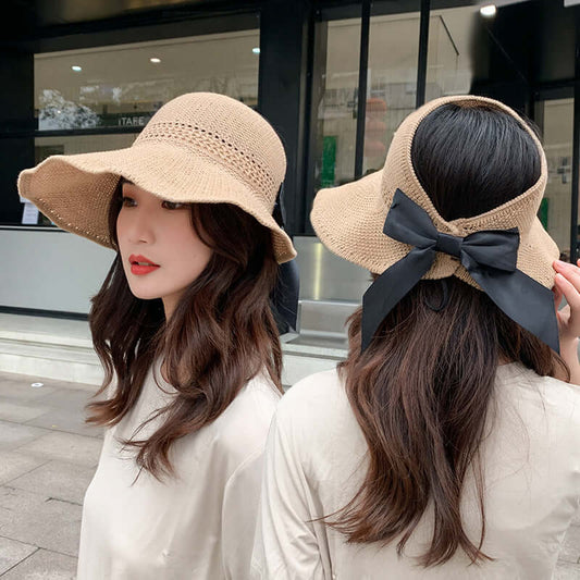 Grass hat female summer Korean version of sunscreen air top sun visor beach bonnet