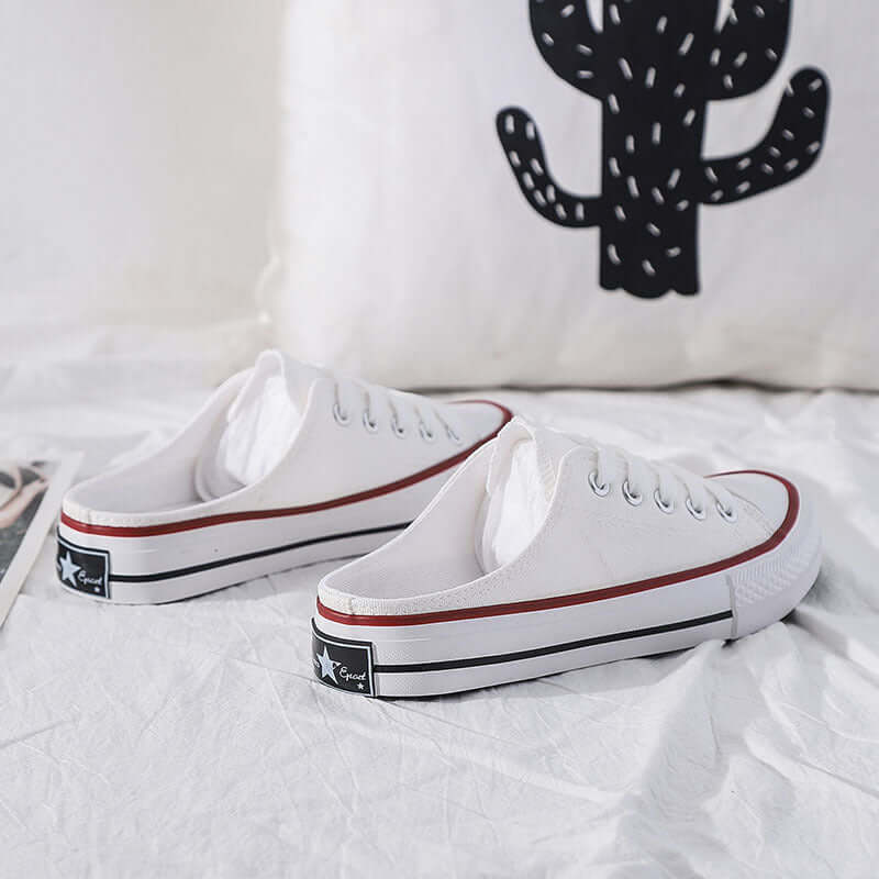 Shoes female summer 2021 canvas shoes female Korean version of casual semi-mop shoes lazy shoes INS tide shoes spring